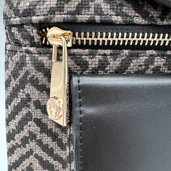 Spartina 449 Lorelei Ava Phone Crossbody Linen Herringbone and Leather - Picture 2 of 12